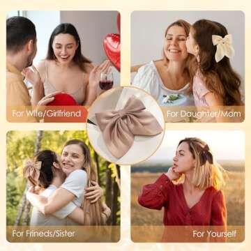 6Pcs Cute Hair Bows - Silky Satin Clips for All Ages