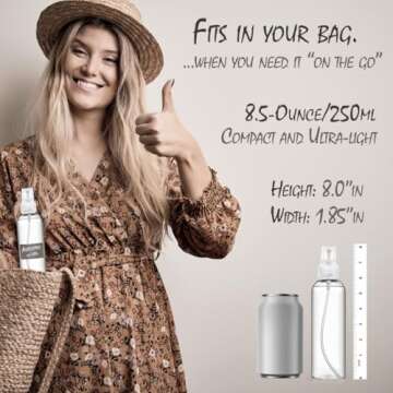 Spray Bottles, 8.5oz/250ml Plastic Spray Bottles, Clear Empty Fine Mist with Cap for Essential Oils, Perfumes, Refillable Liquid Containers (3 Pack)