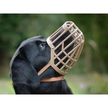 OmniPet Leather Brothers Italian Basket Dog Muzzle, Adjustable Secure Fit, Comfortable Design, Training and Safety, Averts Biting, Prevents Chewing and Scavenging, Perfect for Grooming - Tan, Size 6