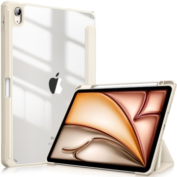 Fintie Hybrid Slim Case for iPad Air 11-inch M2 – Stylish Protection with Clear Back & Pencil Hold...