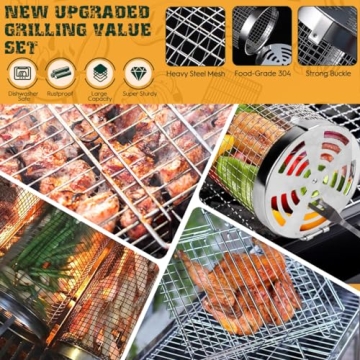 Outdoor Grill Basket Set, 11pcs Stainless Steel Accessories