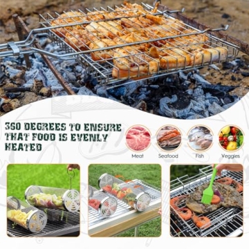 Outdoor Grill Basket Set, 11pcs Stainless Steel Accessories