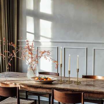 Rustic Cast Iron Taper Candle Holder - Set of 3 Vintage Candle Stands, Candlestick Holders for Wedding, Dining, Party Décor (Antique Brass)