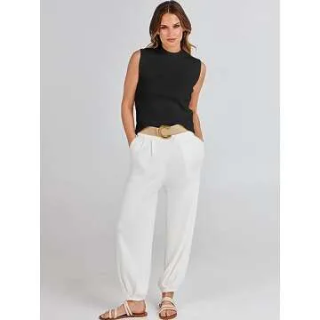 ANRABESS Womens Summer Sleeveless Tops Casual Mock Neck Loose Fit Knit Lightweight Sweater Pullover Top Black-S