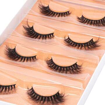 DYSILK Cat Eye Lashes False Eyelashes - Mink Lashes 5 Pairs 6D Lash Extension Kit Fluffy Lashes Fake...