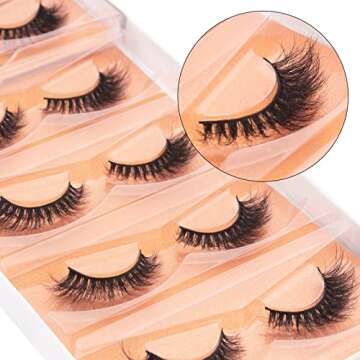 DYSILK Cat Eye Lashes False Eyelashes - Mink Lashes 5 Pairs 6D Lash Extension Kit Fluffy Lashes Fake Eyelashes Natural False Lashes Reusable Mink Lashes | Cat-Eye 8-15mm
