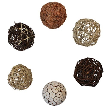 Blue Donuts Decorative Balls - Handcrafted Rattan Set of 6 for Stylish Home Decor