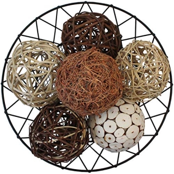 Blue Donuts Decorative Balls - Handcrafted Rattan Set of 6 for Stylish Home Decor