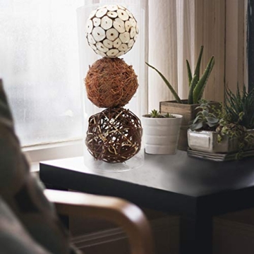 Blue Donuts Decorative Balls - Handcrafted Rattan Set of 6 for Stylish Home Decor