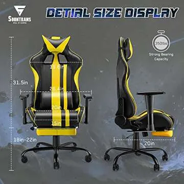 Soontrans Yellow Gaming Chair with Ergonomic Design