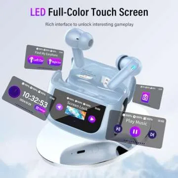 Wireless Earbuds, Bluetooth 5.4 Headphones with Multifunctional Touch Screen, 48H Bass Stereo Ear Buds with ANC/ENC Noise Cancelling/Transparency Mode, IPX7 Earphones with 5 EQ Modes, Blue