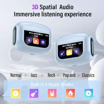 Wireless Earbuds, Bluetooth 5.4 Headphones with Multifunctional Touch Screen, 48H Bass Stereo Ear Buds with ANC/ENC Noise Cancelling/Transparency Mode, IPX7 Earphones with 5 EQ Modes, Blue