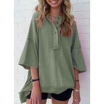 SHEWIN T Shirts for Women Trendy Casual Short Sleeve Shirts V Neck Lightweight Comfy Cute Tops Women's Clothing A Jungle Green Medium