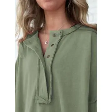 SHEWIN T Shirts for Women Trendy Casual Short Sleeve Shirts V Neck Lightweight Comfy Cute Tops Women's Clothing A Jungle Green Medium