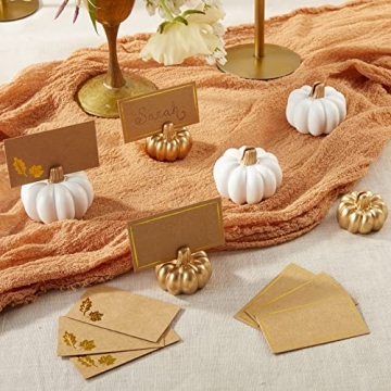Mini White Pumpkin Place Card Holders for Fall Decor