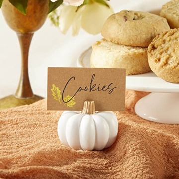 Mini White Pumpkin Place Card Holders for Fall Decor