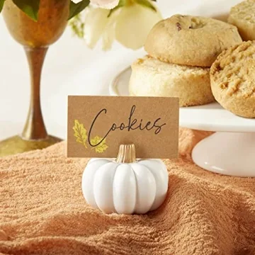 Mini White Pumpkin Place Card Holders for Fall Decor