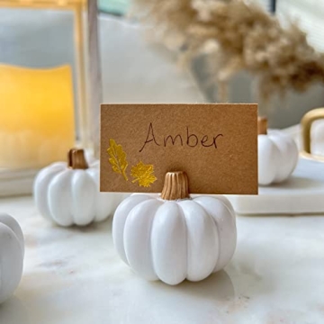 Mini White Pumpkin Place Card Holders for Fall Decor