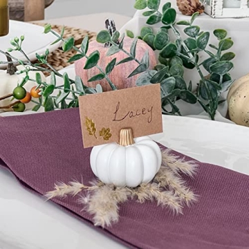 Mini White Pumpkin Place Card Holders for Fall Decor