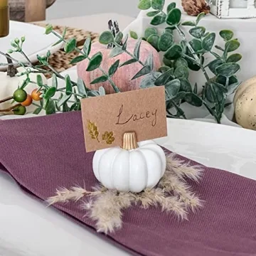 Mini White Pumpkin Place Card Holders for Fall Decor