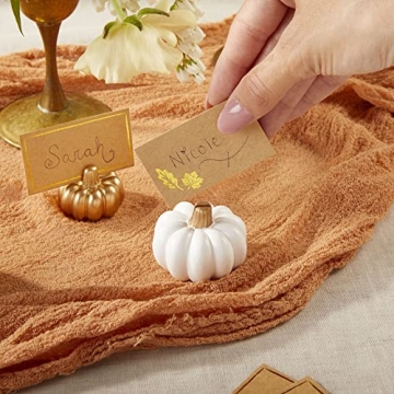Mini White Pumpkin Place Card Holders for Fall Decor