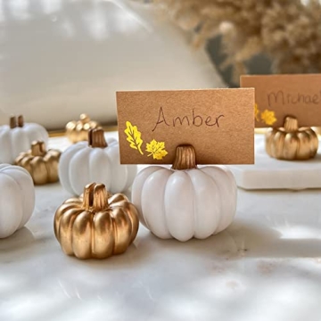 Mini White Pumpkin Place Card Holders for Fall Decor