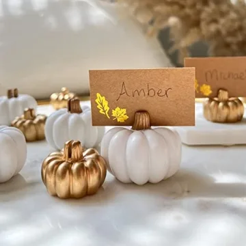 Mini White Pumpkin Place Card Holders for Fall Decor