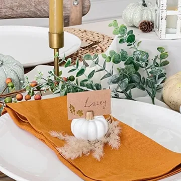 Mini White Pumpkin Place Card Holders for Fall Decor