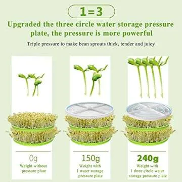 Consfly Bean Sprouts Machine Automatic Bean Sprouts Maker 3 Layers Seed Sprouter with Pressure Plate for Home 110V