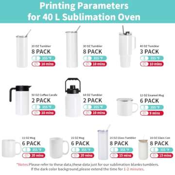 PYD Life Sublimation Oven Machine 40 L 120 V 1700 W Light Blue Convection Oven for Sublimation Blank...