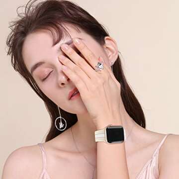 Designer Sport Band Compatible with Apple Watch iWatch Bands 38mm 40mm 41mm 42mm 44mm 45mm 49mm Men Women, Soft Silicone Strap Wristbands for Apple Watch Series 9/8/7/6/5/4/3/2/1/SE/Ultra