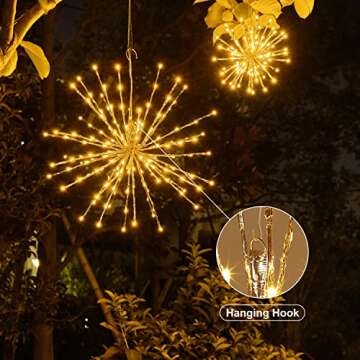 Lightshare 24" Starburst Light Lighted Ball 160 LED Firework Lights Twinkle Warm White Hanging Ball Dual-use for Patio Walkway Pathway Decoration Indoor/Outdoor