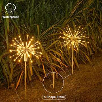 Lightshare 24" Starburst Light Lighted Ball 160 LED Firework Lights Twinkle Warm White Hanging Ball Dual-use for Patio Walkway Pathway Decoration Indoor/Outdoor