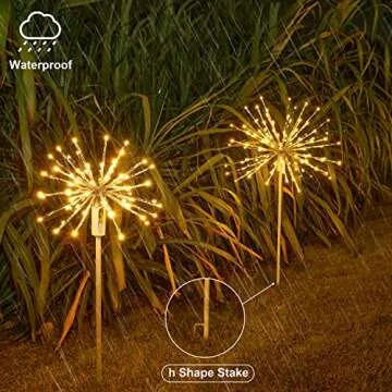 Lightshare 24" Starburst Light Lighted Ball 160 LED Firework Lights Twinkle Warm White Hanging Ball Dual-use for Patio Walkway Pathway Decoration Indoor/Outdoor