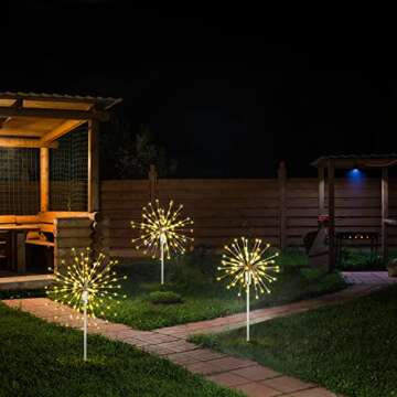 Lightshare 24" Starburst Light Lighted Ball 160 LED Firework Lights Twinkle Warm White Hanging Ball Dual-use for Patio Walkway Pathway Decoration Indoor/Outdoor