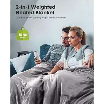 Uttermara 2 in 1 Heated Weighted Blanket, 15 pounds Weighted Electric Blanket with 4 Heating Levels for Cozy Warmth and Soothing Comfort, Twin Size 48 x 72 inches Heating Throw for Deep Slee in Grey