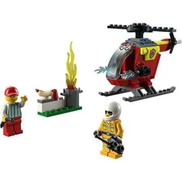 LEGO City Fire Helicopter Toy 60318 for Preschool Kids, Boys and Girls 4 Plus Years Old, with Firefighter Minifigure & Starter Brick