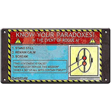 Portal 2 Paradox Tin Wall Sign for Gamers and Fans