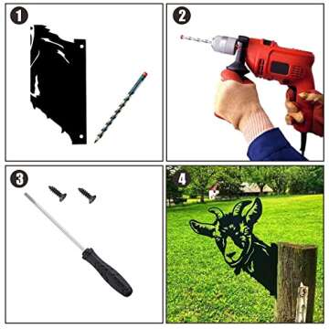 Yungeln Peeping Goat Metal Art Farm Garden Decor Garden Fence Decoration Outdoor Decoration for Farmhouse,Yard,Lawn