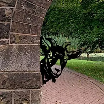 Yungeln Peeping Goat Metal Art Farm Garden Decor Garden Fence Decoration Outdoor Decoration for Farmhouse,Yard,Lawn