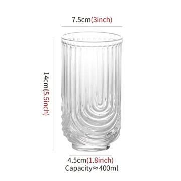 INSETLAN Vintage Handblown Glassware Set of 4 Stylish Tumblers