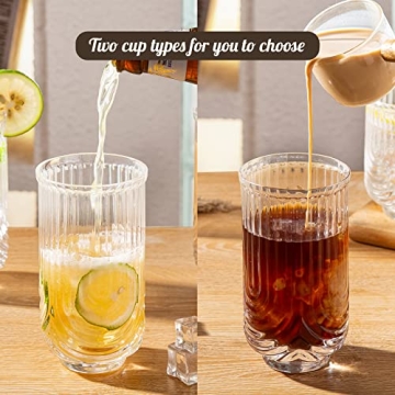 INSETLAN Vintage Handblown Glassware Set of 4 Stylish Tumblers