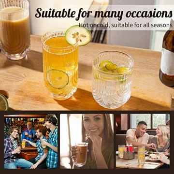 INSETLAN Vintage Handblown Glassware Set of 4 Stylish Tumblers