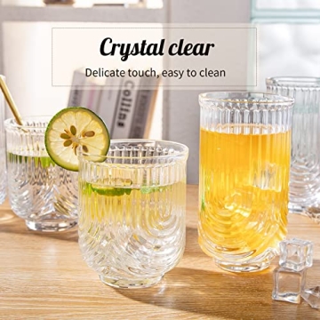 INSETLAN Vintage Handblown Glassware Set of 4 Stylish Tumblers