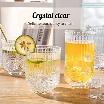 INSETLAN Vintage Handblown Glassware Set of 4 Stylish Tumblers
