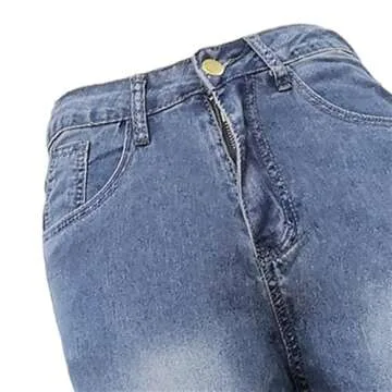 Generic Andongnywell Women's Fashion High Rise Jeans Slimming Wide Leg Stretch Denim Flare Bellbottom Jeans Trouser (Blue,Small)