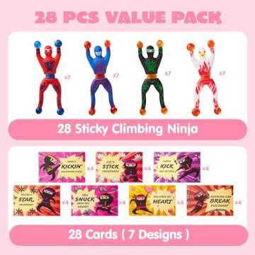 JOYIN 28 Packs Sticky Wall Climbing Men Ninja Set, Wall Climbers Stress Relief Toys for Kids Party F...