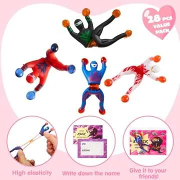 JOYIN 28 Packs Sticky Wall Climbing Men Ninja Set, Wall Climbers Stress Relief Toys for Kids Party Favor, Classroom Exchange Prizes, Greeting Cards