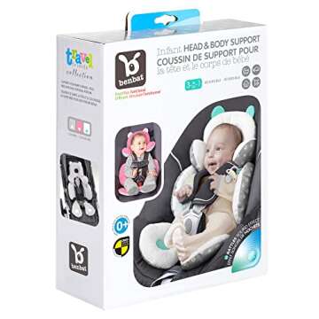 BENBAT Total Body Baby Support Pillow - Stroller Or Car Seat Baby Body Support Pillow - Baby Head Support Pillow and Body Support for Babies - Newborn Gifts and Gifts for Baby Shower (White)