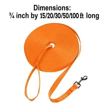 Hi Kiss Dog/Puppy Obedience Recall Training Agility Lead - 15ft 20ft 30ft 50ft 100ft Training Leash - Great for Training, Play, Camping, or Backyard - Orange 100ft